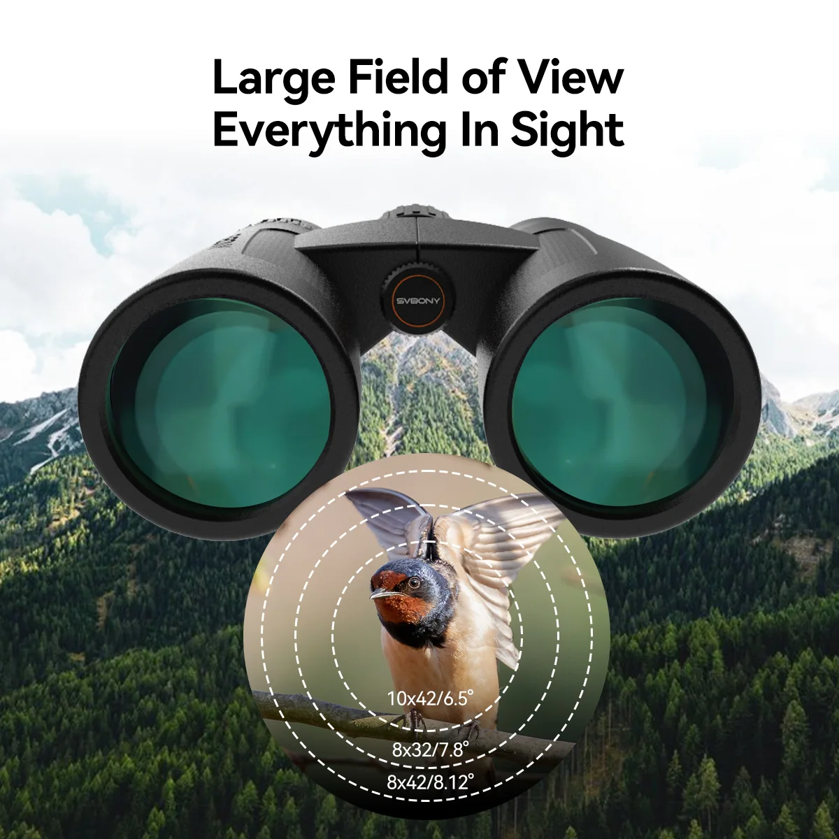 Svbony SV202 Upgraded Wide-angle ED Binoculars 8x32/8x42/10x42 Bak4 Prism IPX7 Waterproof Fogproof for Bird Watching Camping