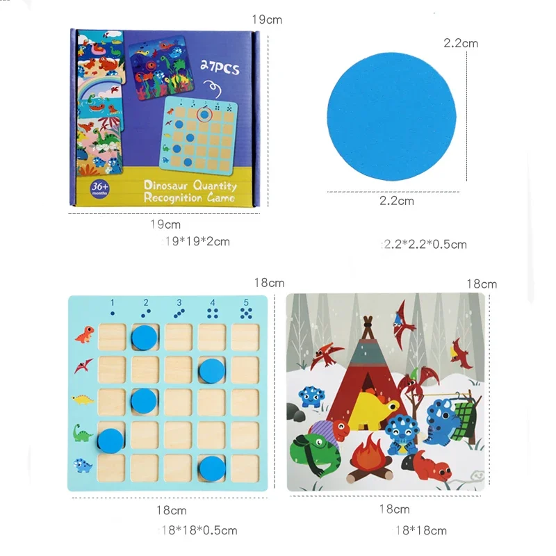 Crianças jogo de contagem montessori matemática brinquedos número de madeira sentido dinossauro contagem números correspondência lógica cedo presente educacional