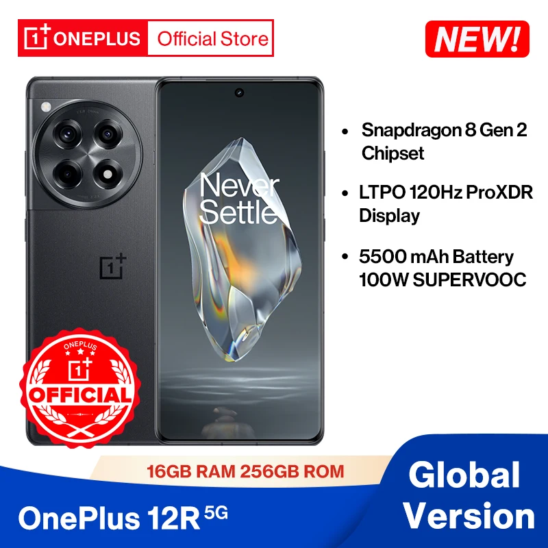 oneplus versao global 12r snapdragon gen 120hz tela proxdr carga supervooc 100w bateria 5500mah 16gb 256gb novo 01