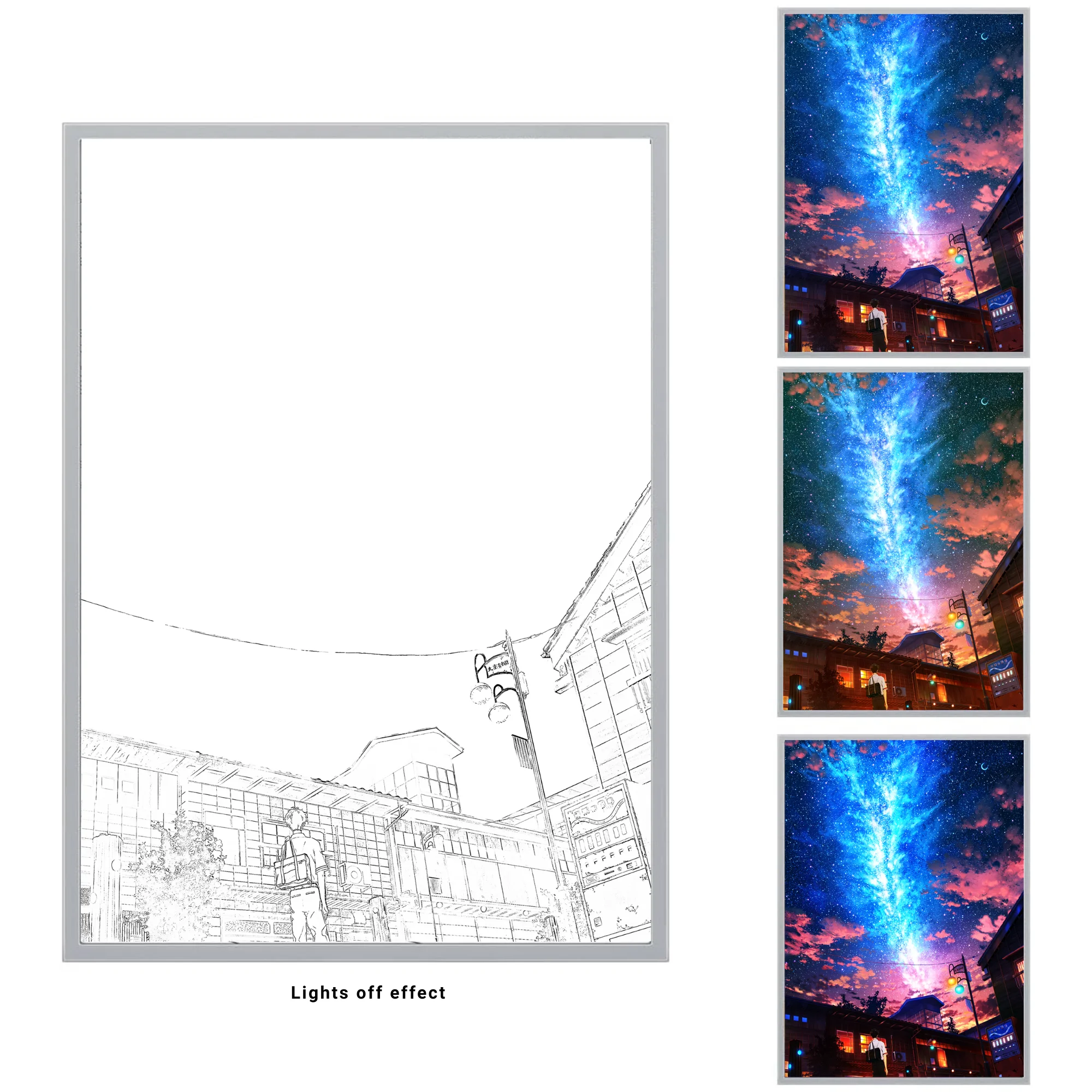 HD Anime Meteor painting Atmosphere Lights Simple Photo Frame USB Plug Dimming led Night Light Home Decoration Mood Light Gift