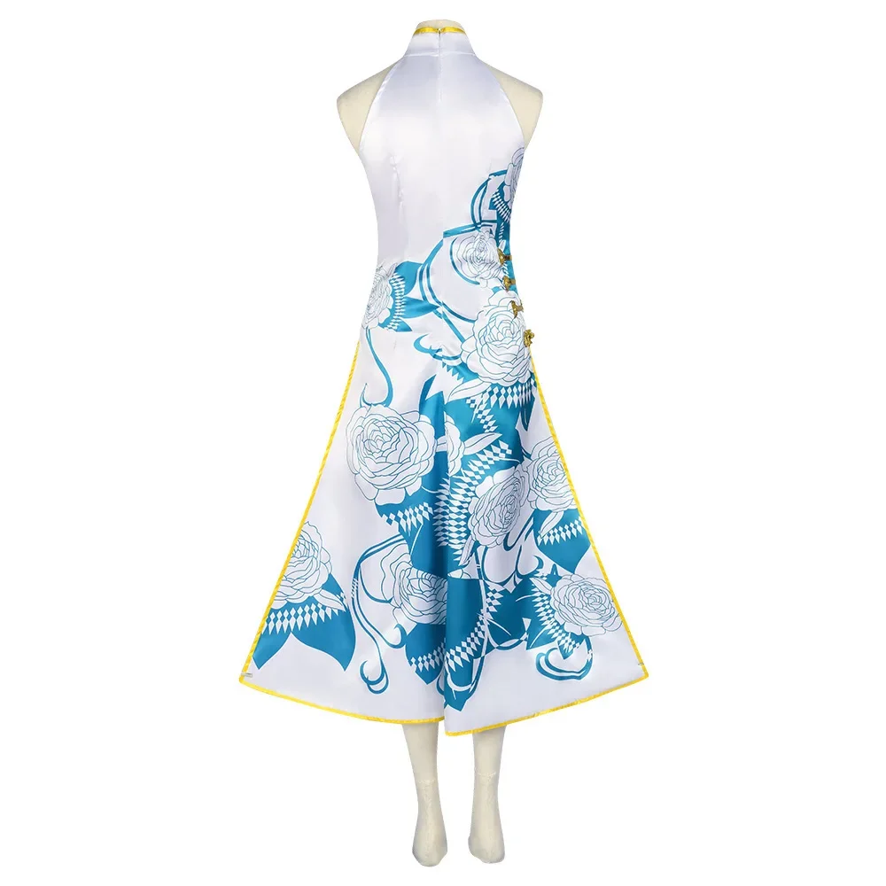 Anime OSHI NO KO Cosplay Hoshino Ai Costume Cheongsam Blue White Chi-pao Sleeveless Dress Women Outfit Hair Accessory Halloween