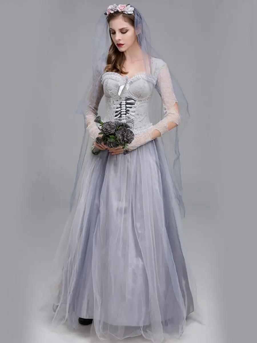 Kostium na Halloween 2025 Terror Bride Dr Ghost Zombie Strój na występ Bal Maskowy Nowość Materiał Poliestrowy
