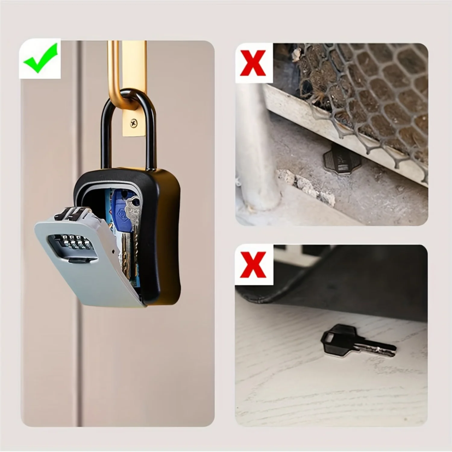 1pc Portable Key Lock Box with 4-Digit Combination, Wall Mount, Weather-Resistant – Secure Outdoor Storage for House Keys, Rea