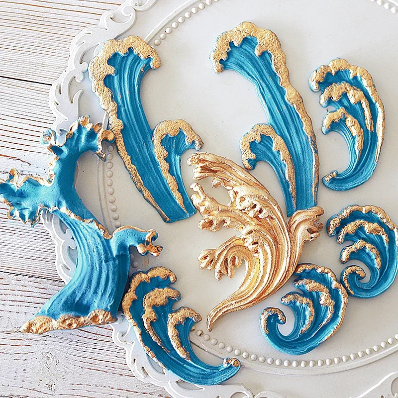 Ancient Style Wave Flower Silicone Molds Ocean Series Fondant Cake Chocolate Mould Birthday Cake Decoration Accessories