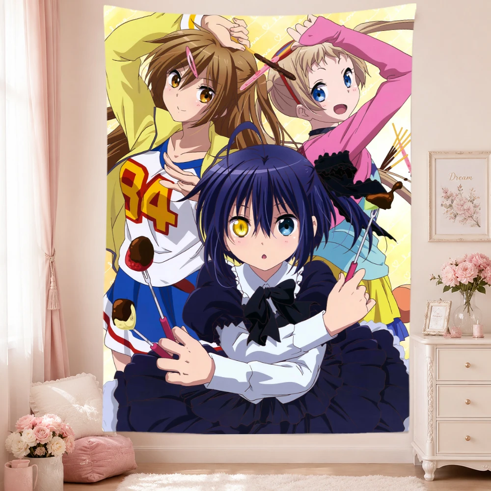 L-Love Chunibyo Tapestry Wall Hanging Rikka Nibutani Dekomori Cute Anime Girls Manga Wall Art Bedroom Dorm Home Decor Fans Gifts