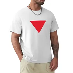 Camiseta triangular vermelha invertida masculina, blusa de manga curta, camiseta verão