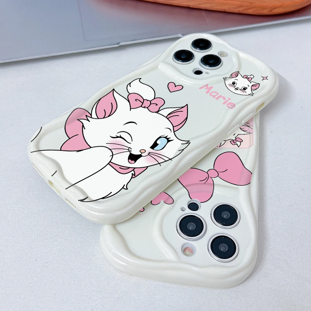 Marie Cat Phone Case for Vivo Y50 Y36 Y35 Y30 Y28 Y22 Y21 Y20 Y19s V40 Lite V30 V30e V23 S12 4G 5G 3D Creamy Wave Soft Cover