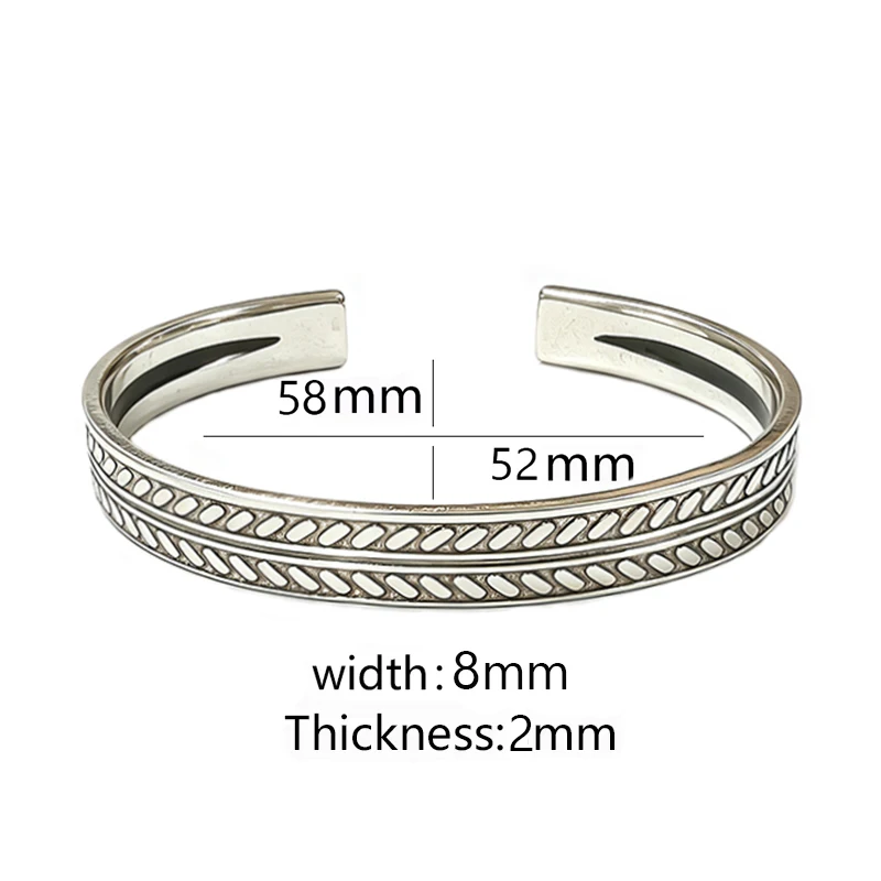 Neu eingetroffen: Vintage-Armreif in Silberfarbe mit Fischmuster, handgeprägtes, unregelmäßiges Armband für Damen und Herren, Vatertagsgeschenk – Detail 5