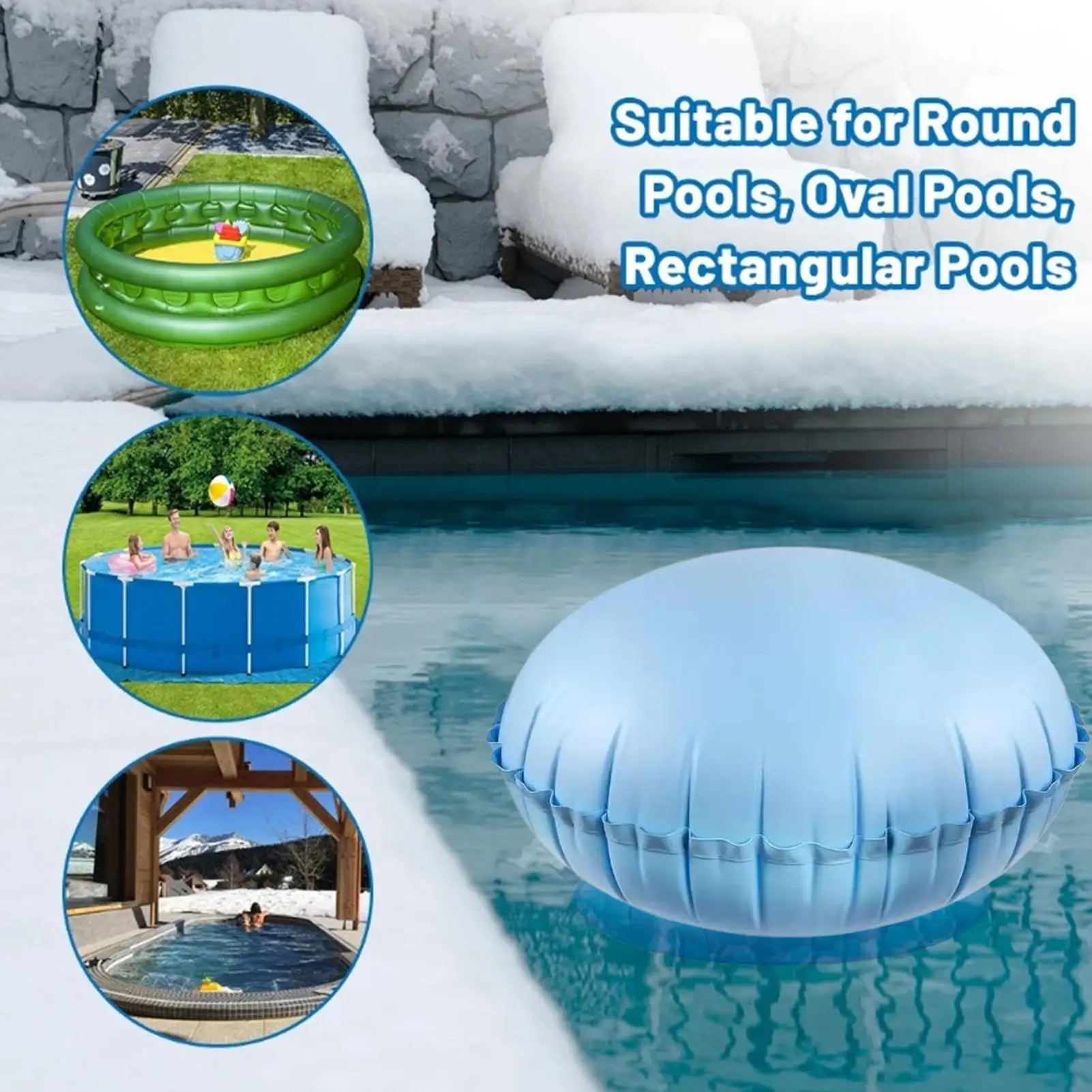

Pool Pillow Heavy-Duty Ice Equalizer 4x4 Ft Ice Equalizer Pool Pillow With Rope For Swimming Hot Tub River Tubing Lake Backyard
