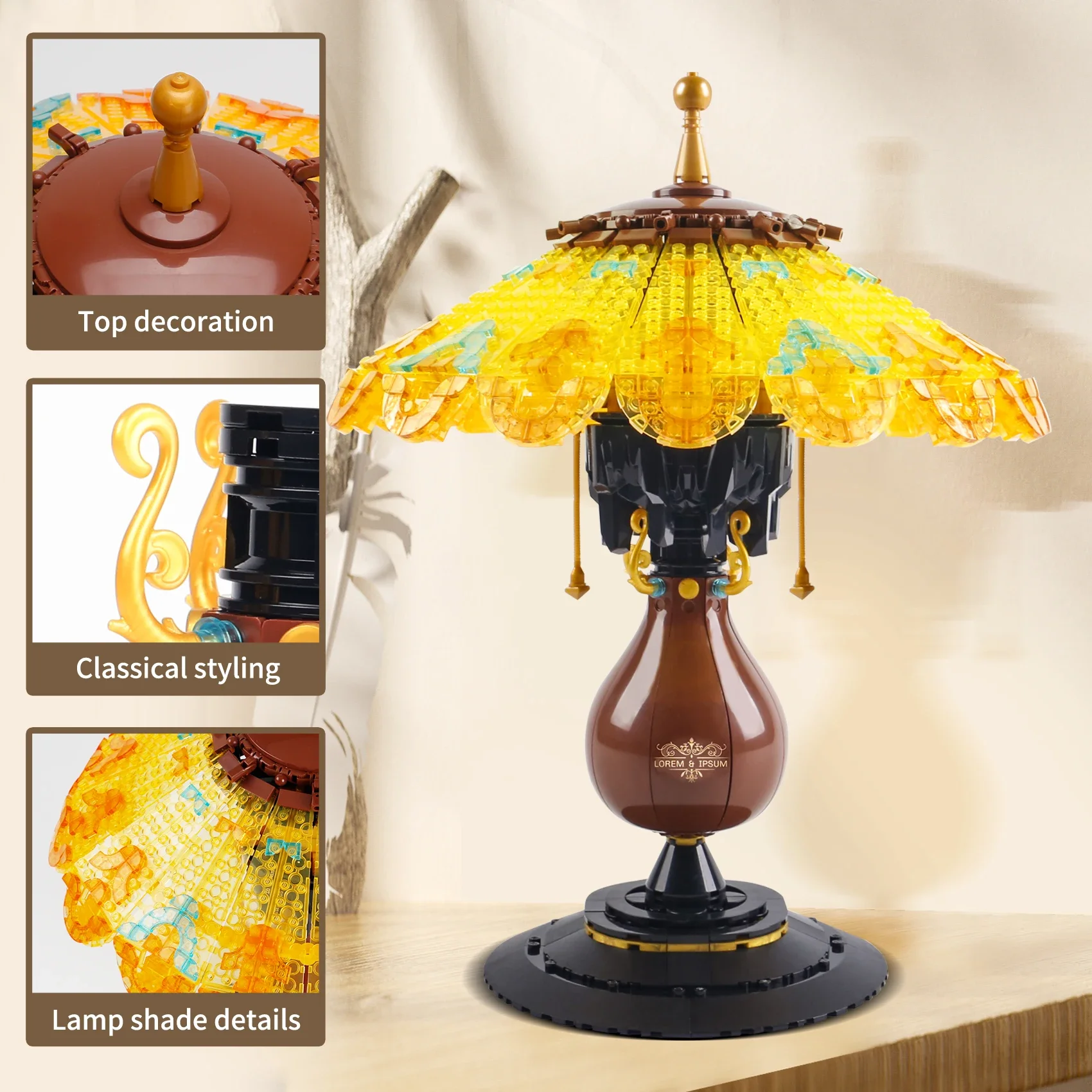 

804PC Retro Table Lamp Building Blocks Toy Creative Ideas Desk Lamp Light Model Bricks Kids Toys Adult Girl Gift Home Decoration