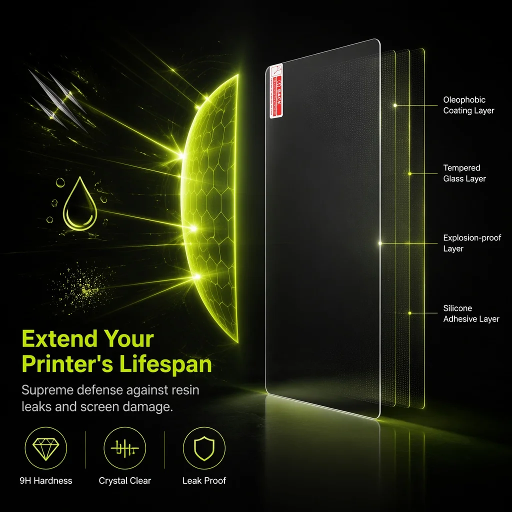 9H Tempered Glass Screen Protector For ELEGOO Saturn 4 Saturn 3 Series MSLA Resin 3D Printer LCD Screen Protective Film