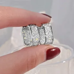 2026 New Sparkling All zircon Women's European and American Earrings Elegant Luxury Gold/Silver Fashion Simple Accessories