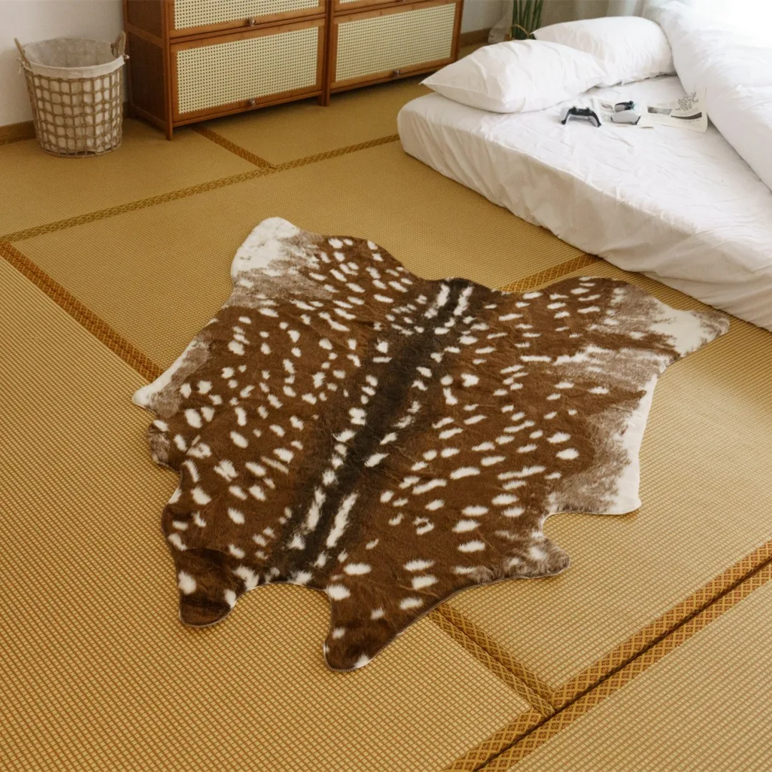 

Rug Deer Carpet Mat Fauxarea Floor Bedroom Animal Hide Print Cowhide Home Sika Bedsideanimals Mats Plum Cow Skins Hides Fur Skin