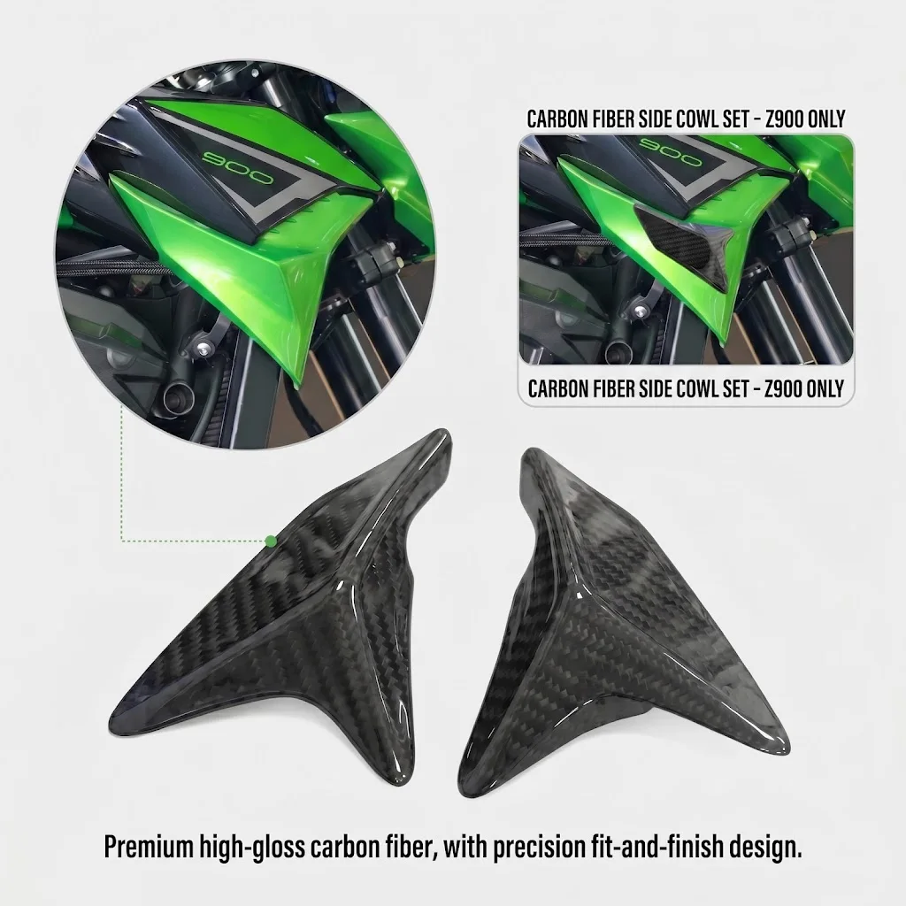 

Motorcycle Carbon Fiber Side Fairing Protection Trim for Kawasaki Z900 2017-2023