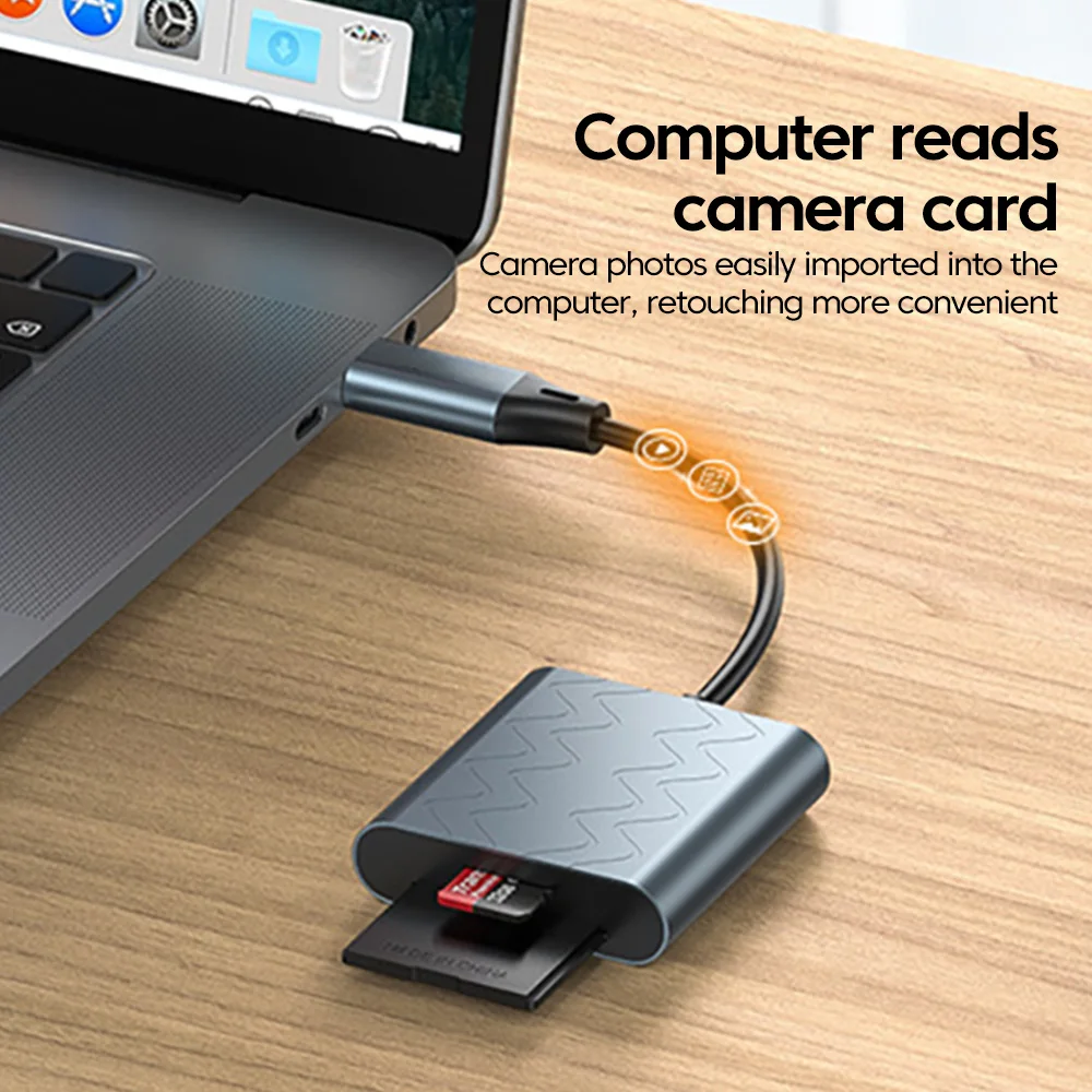 2 in 1 Type C to SD/TF Card Reader 480M Data Transfer For iPhone 15 Pro Max Xiaomi Huawei Samsung Oneplus Cellphones Accessories