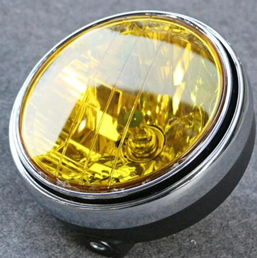 For Honda CB Series 7 Inch 35W Universal Motorcycle Headlight Yellow Crystal Glass Clear Lens Beam Round LED HeadLamp