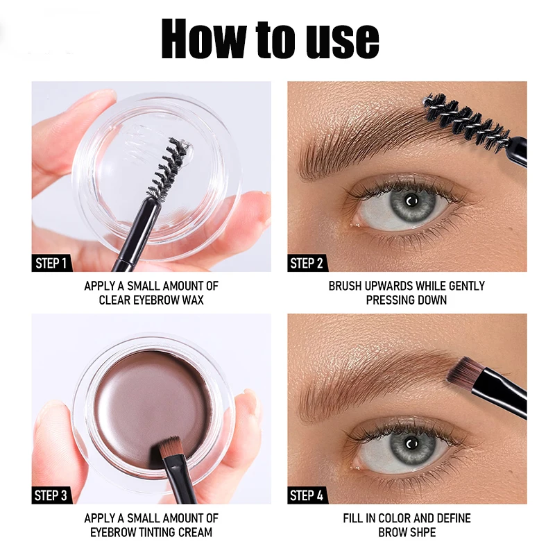 Crème à sourcils imperméable longue durée 2 en 1, 8 couleurs, gel de teinture pour sourcils, ne se décolore pas, maquillage, cosmétiques