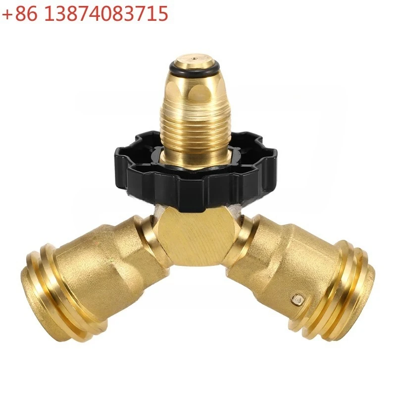 

Outdoor Camping Hiking Stove Adaptor Propane Tank Y-Splitter Adapter Two Furnace Connector Way LPG Adapter Tee Connector