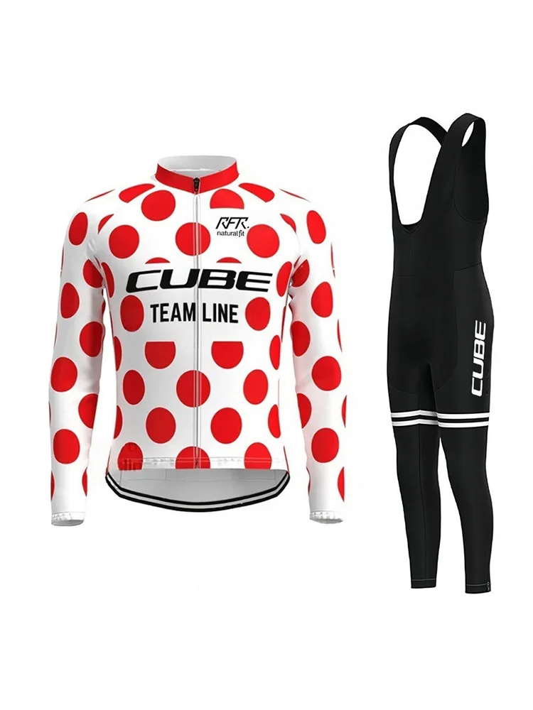 Ensemble de bavoirs de cyclisme Cube Team pour hommes, vêtements de vélo de montagne, à manches longues, pour Triathlon, sport, printemps-automne, 2026
