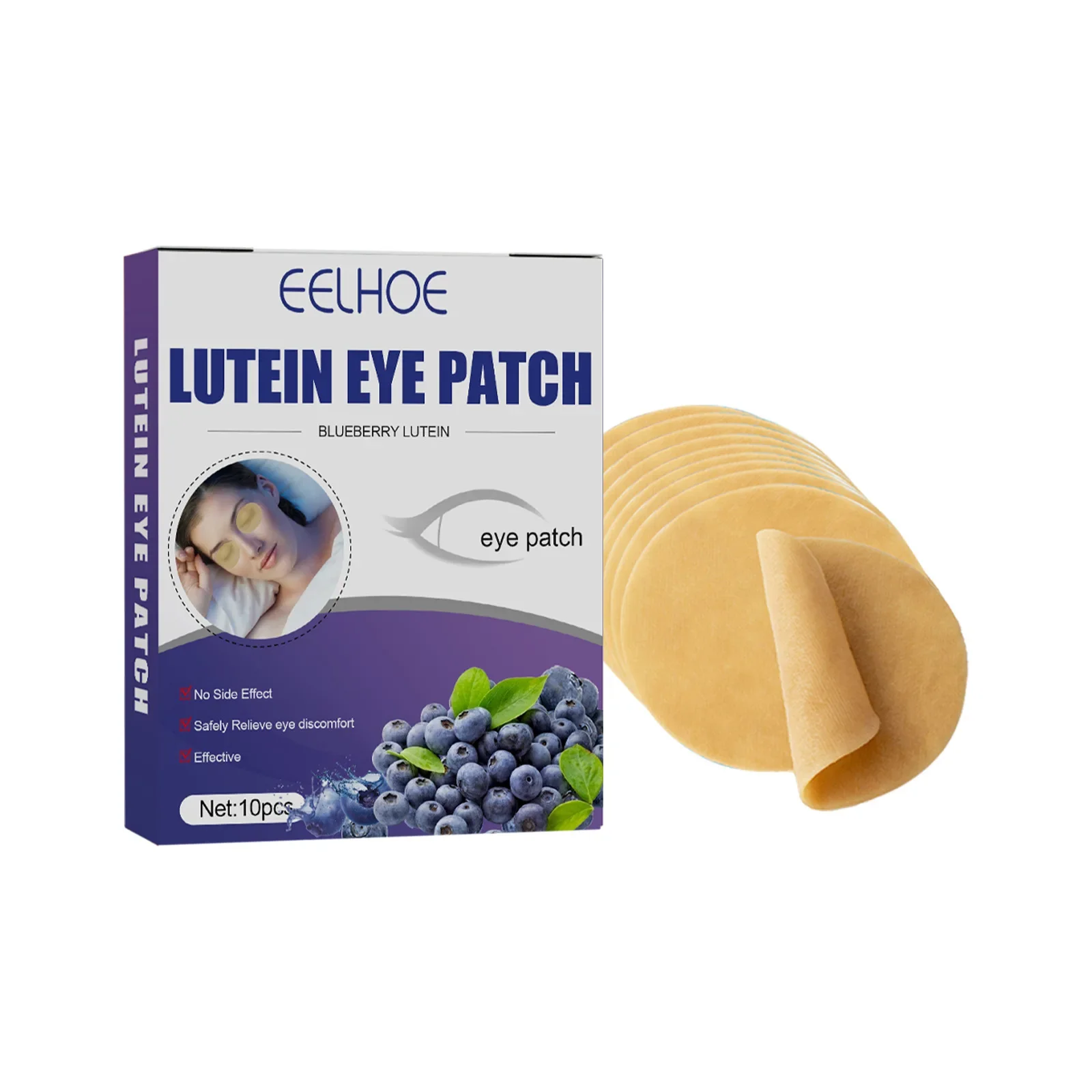 Parche de Blueberry Lutein para los ojos, mascarilla para aliviar la fatiga, incomodidad para dormir, compresa fría no tejida, parches hidratantes