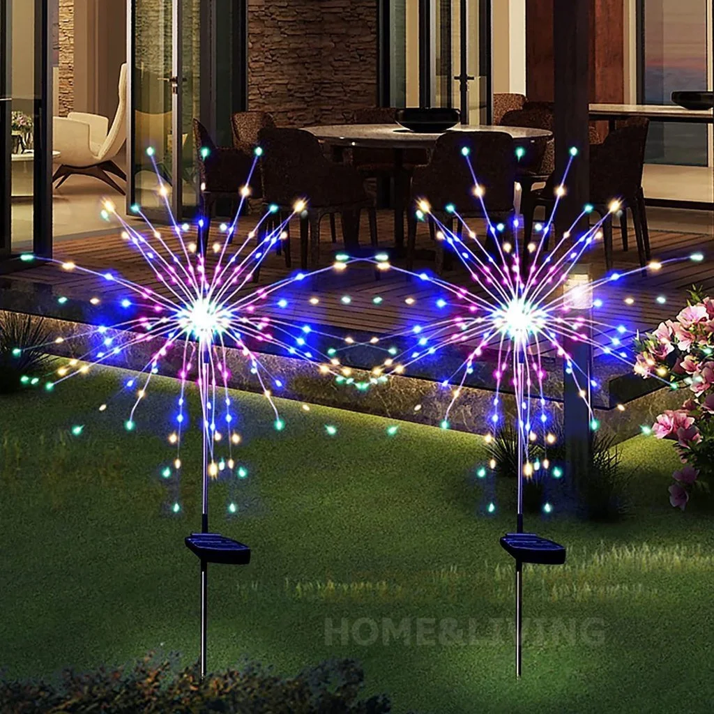 Solar Garden Lights Outdoor Waterproof LED Firework Lamps for Fowerbed Garden Home Tree Flower Xmas