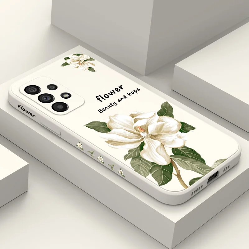 Чехол с цветами магнолии для Samsung Galaxy A73 A53 A33 A23 A13 A03 A72 A52 A52S A32 A22 A12 A02 A02S A71 A51 A31 A21S 4G 5G Cover