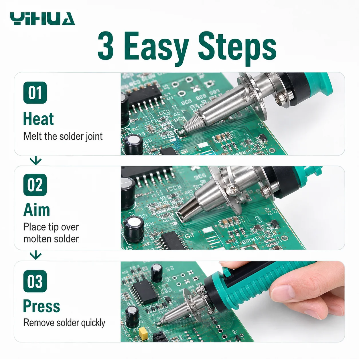 YIHUA 929D‑V 30W 2-в-1 электри – обзор и цена Desoldering Pump Electric Vacuum Station