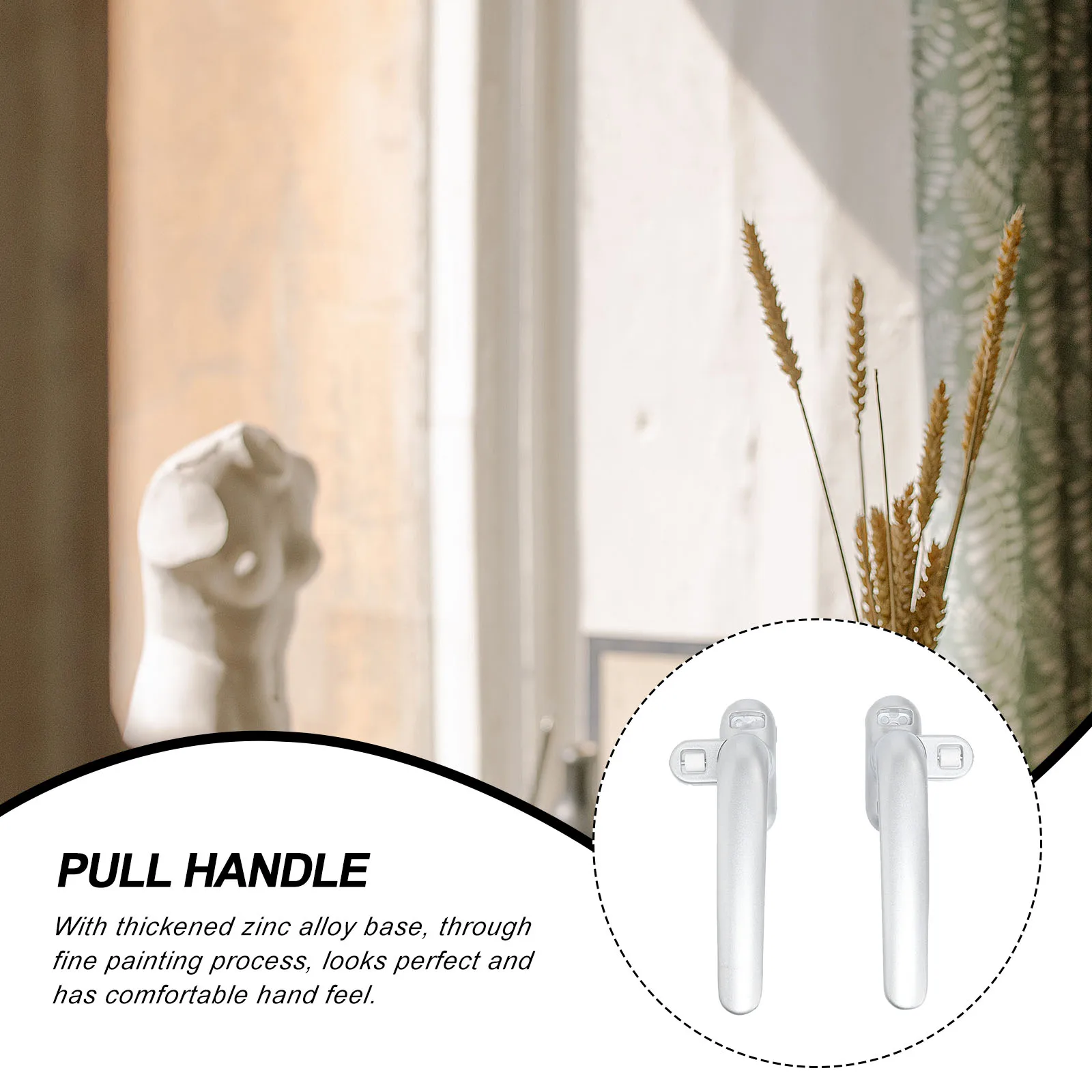 

2pcs Aluminum Alloy Casement Window Handle Durable Thickened Zinc Base Easy Installation Home Use Metal Handle For Windows
