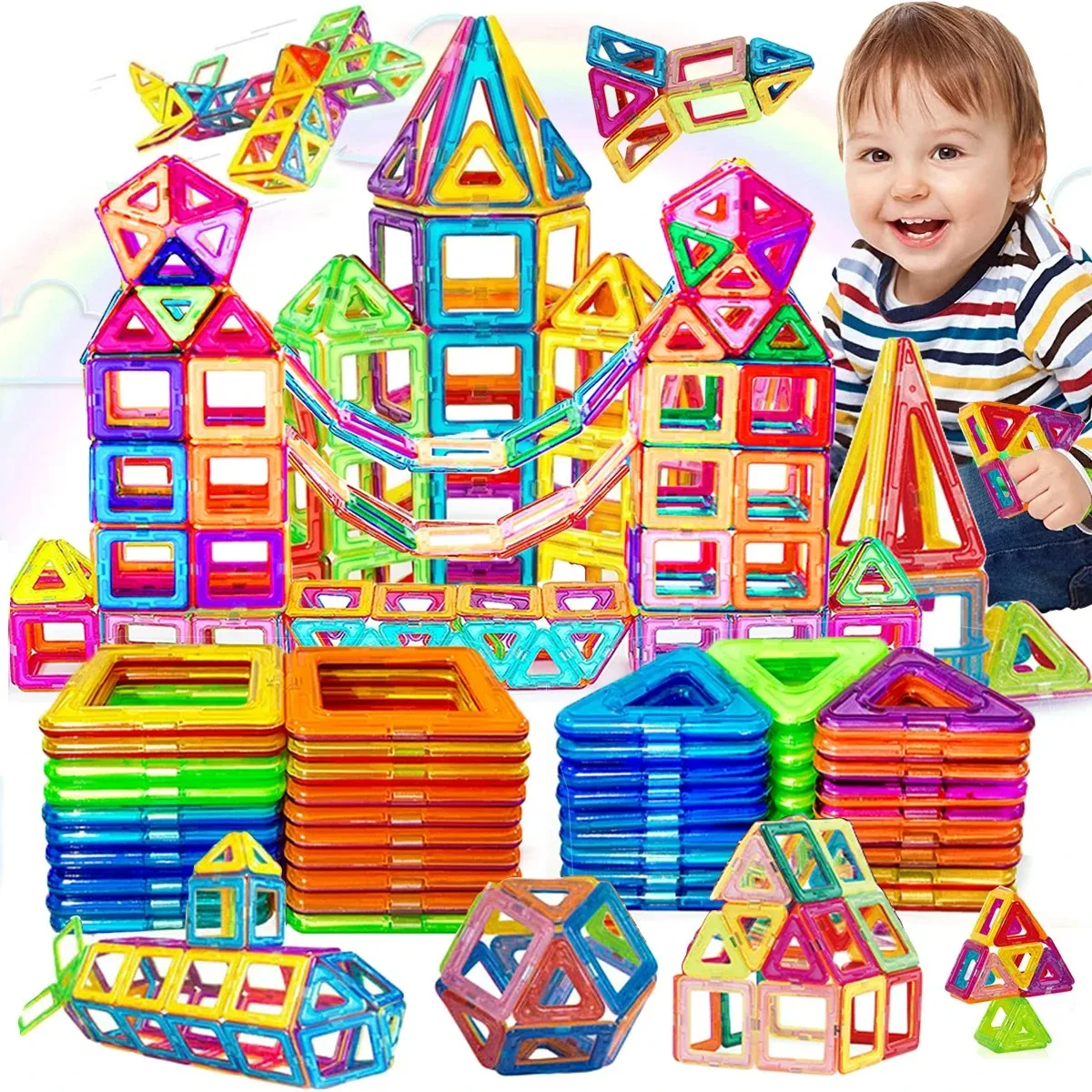 119-84Pcs Children's Magnetic Building Blocks Magnetic Toys STEM Toys Educational Building Models CHILDREN'S Gifts