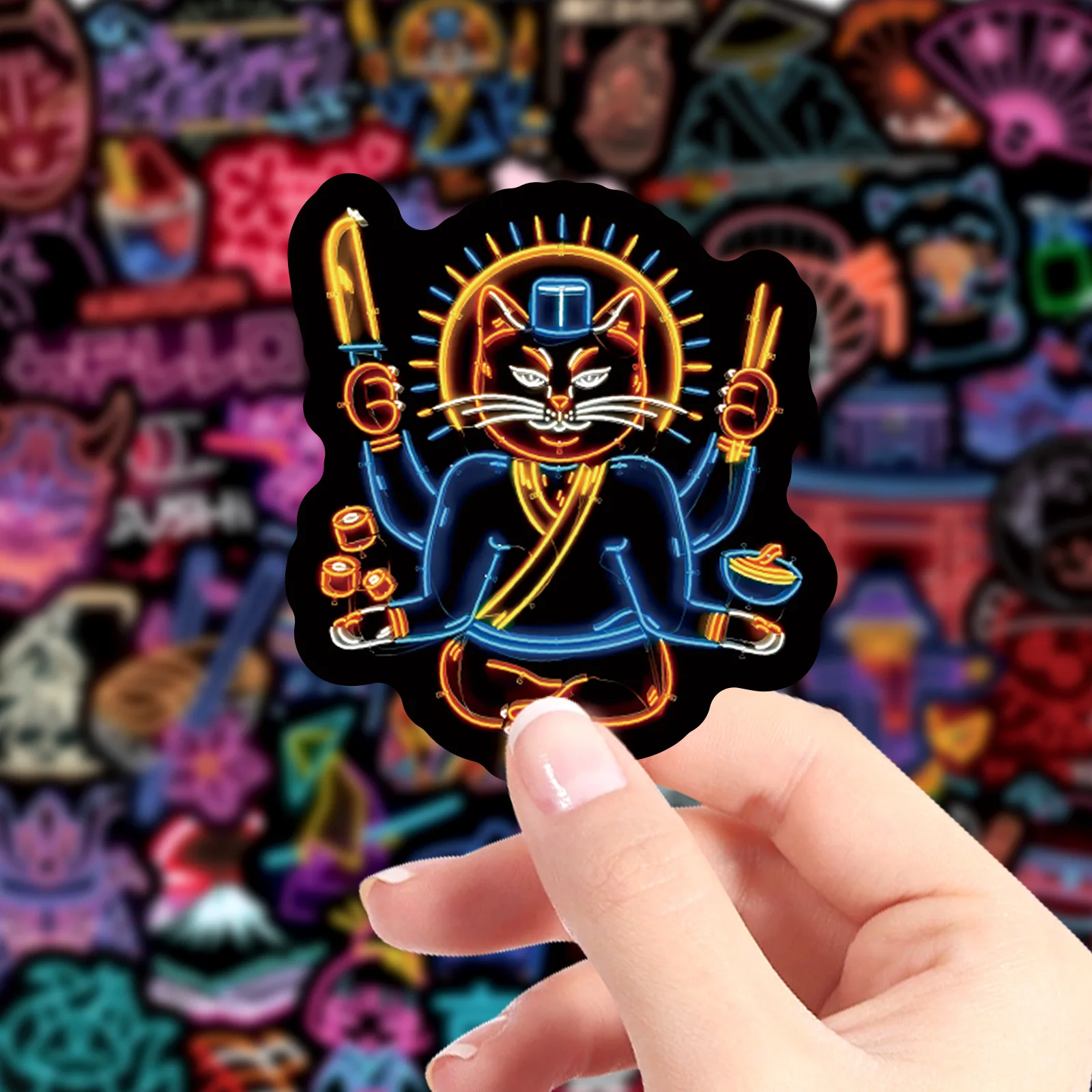 50PCS Neon Design Stickers Graffiti Stickers DIY Diary Phone Case Handmade Scrapbook Aesthetic Stickers