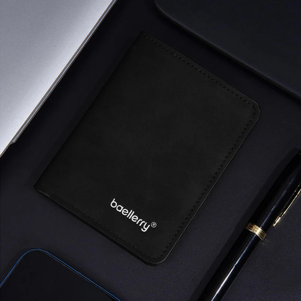 محفظة Pu Leather Guard ضد السرقة للرجال، محفظة قصيرة متعددة الوظائف، حزمة بطاقة الطالب، خفيفة الوزن، تواريخ الاستخدام، الذهاب للتسوق