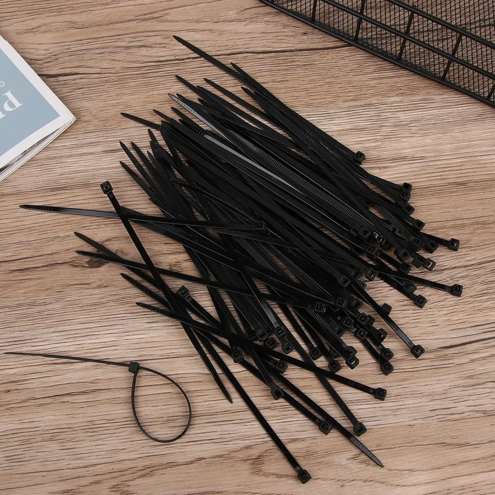 100pcs Nylon Self Locking Cable Ties​​ ​​Self Locking Mechanism Hand Tool ​​Plastic Wire Straps​​ Cable Management​​
