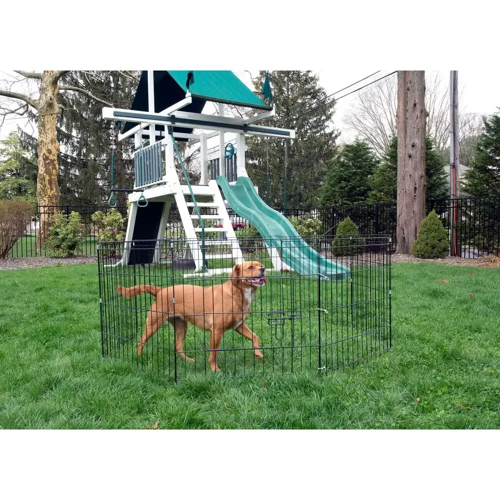 8-Panel Portable Octagon Pet Play Pen Foldable Wire Cat Dog Kennel Yard