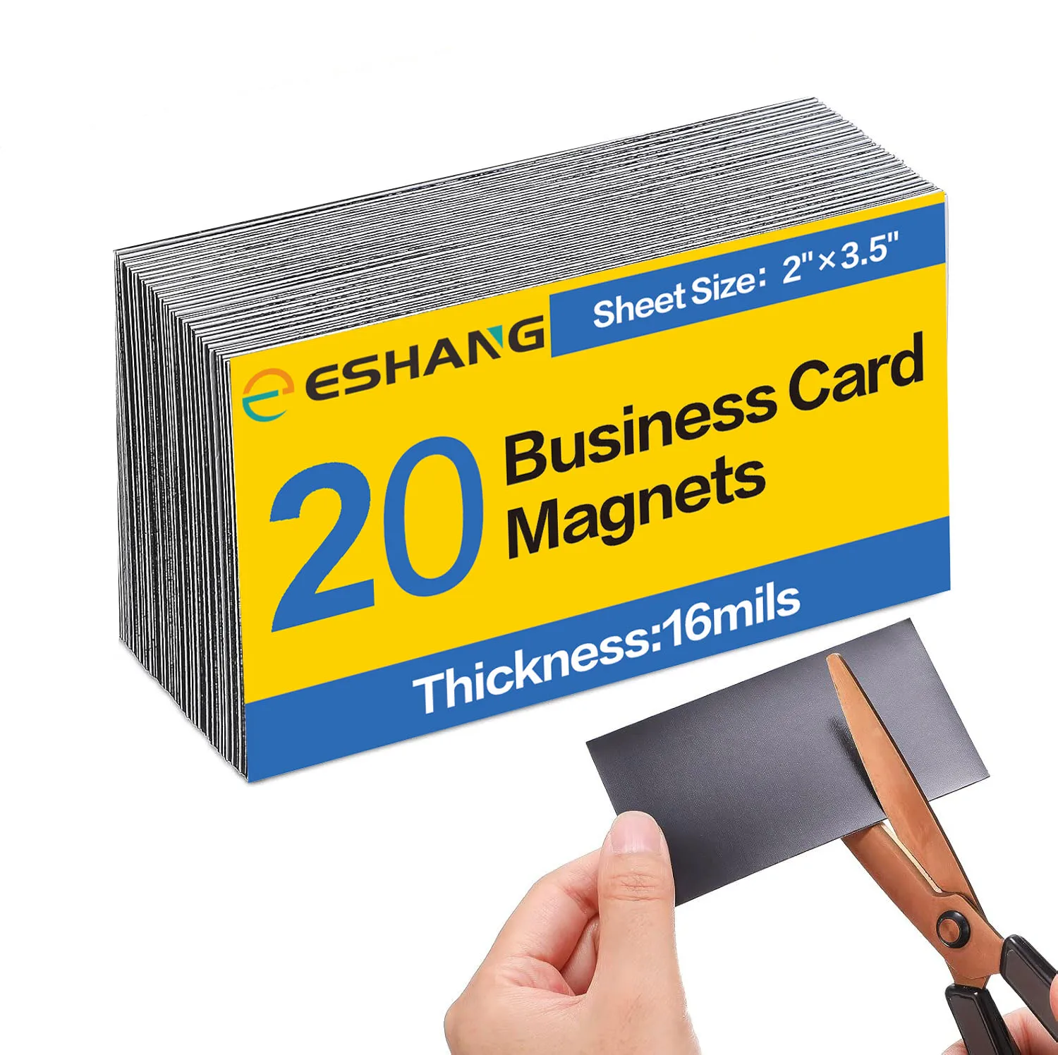 ESHANG 20 Sheets 2x3.5 Inch Self Adhesive Magnetic Business Cards Peel and Stick Magnet Stickers for Business Professionals