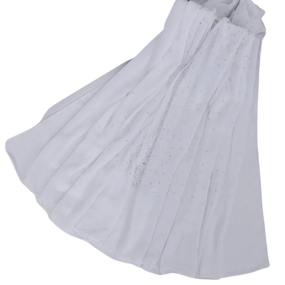 

180*70cm Muslim Headscarf Dustproof Sunshade Islamic Turban Headband Windproof Beads Embellished Bubble Chiffon Shawls For Women