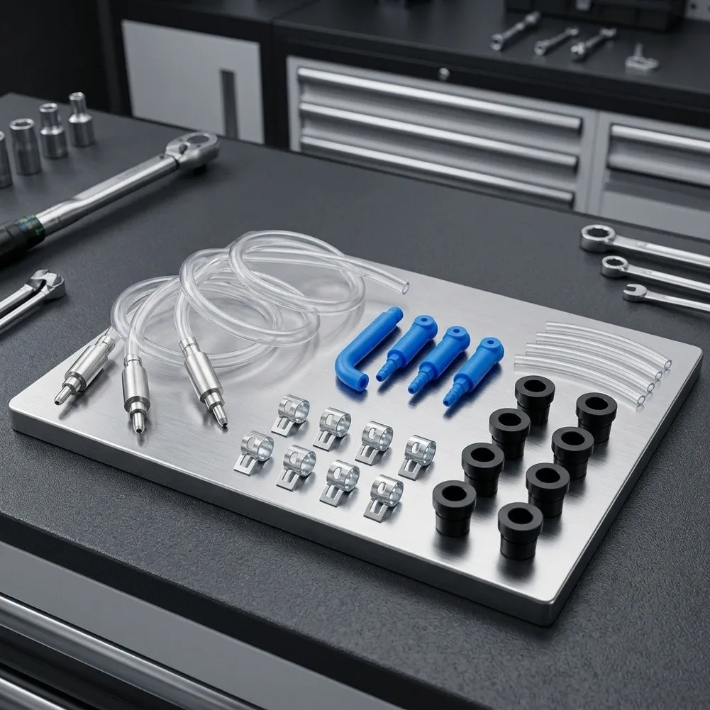 Brake Bleeder Hose Set 4 Pieces Featuring Built-in Ball Check Valves to Prevent Air Backflow During Brake Fluid Replacement