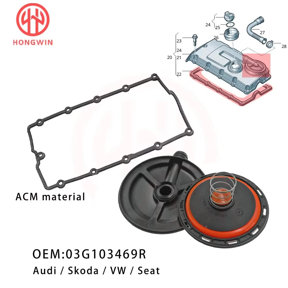 

03G103469R Car Engine PCV Valve Cover Repair Kit With Membrane 03G103469N 03G103469F For VW Jetta Passat Golf Audi A3 Seat Skoda
