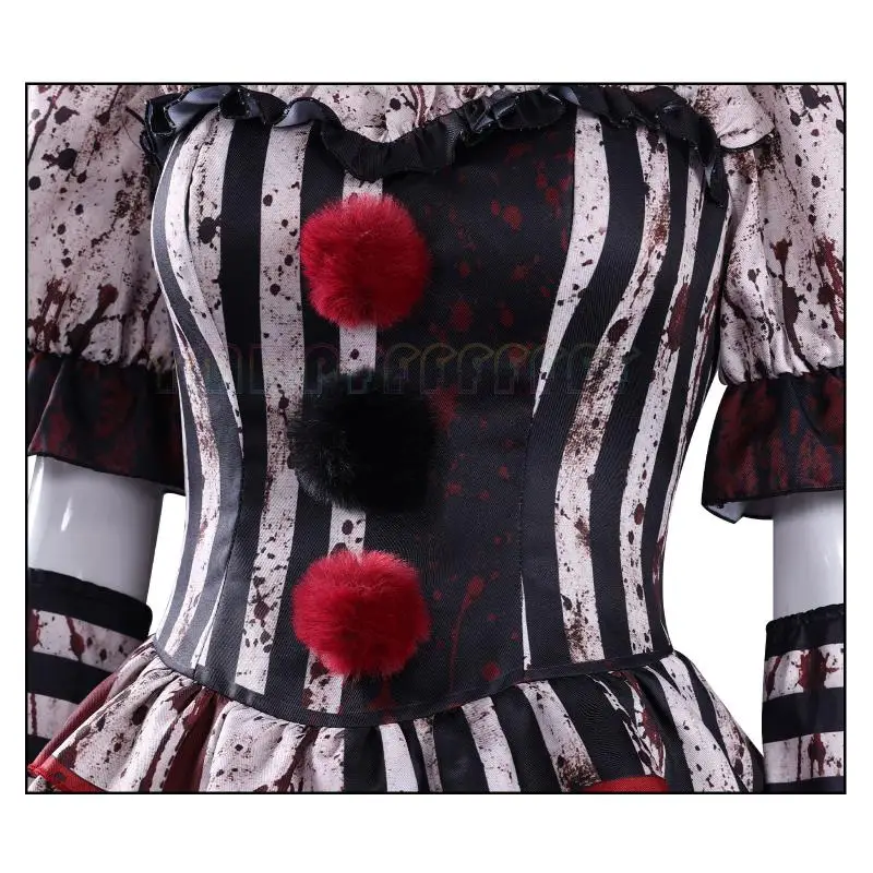 Spot Anime Dark Terror Clown Disguise with Blood Breaking Soul Party Dress Cosplay Neck Dress Sleeves Transparent Shoulder Strap view 5