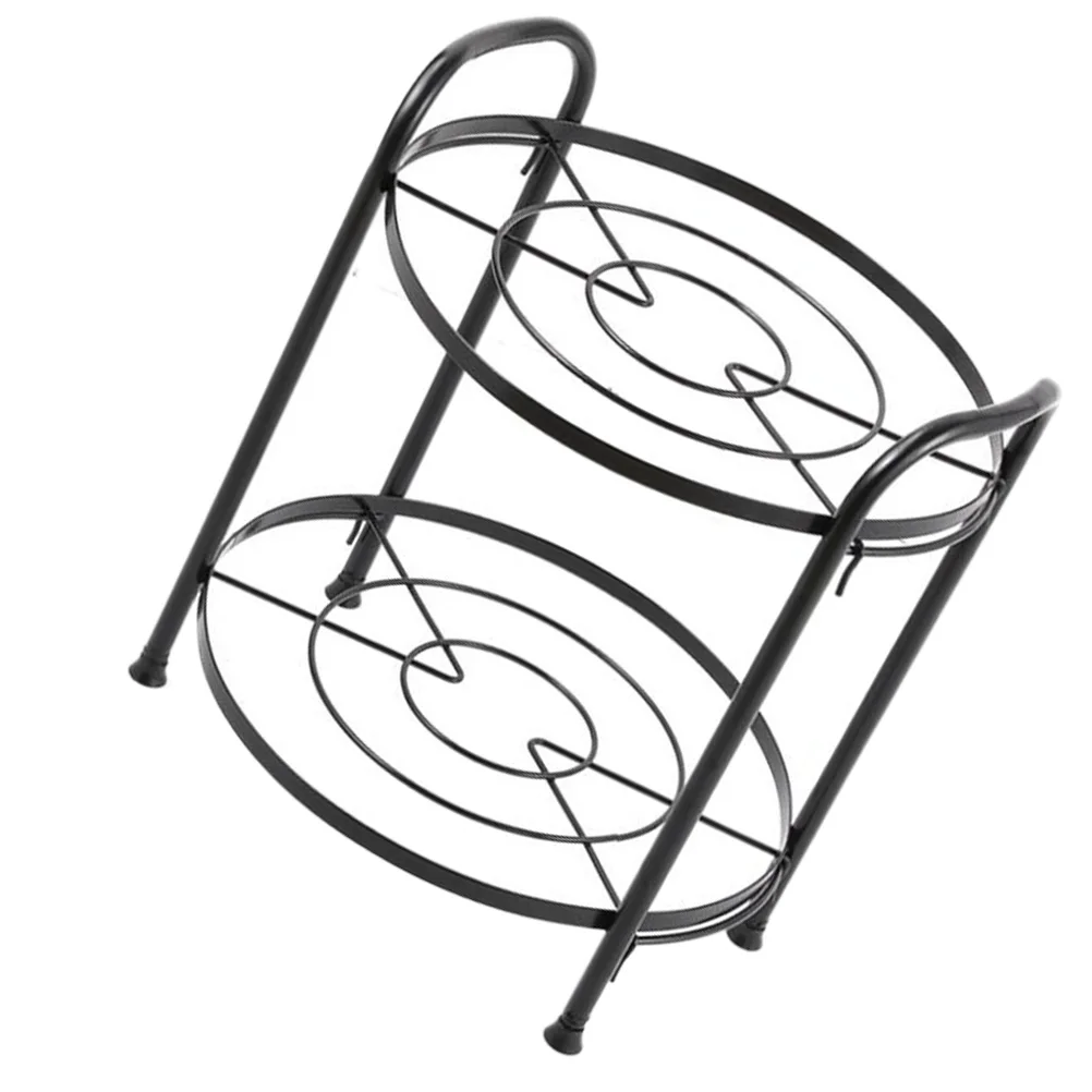 

Two layer Storage Rack Iron Pot Shelf Multipurpose Holder Simple Pan Rack Pan Shelves Easy Clean Detachable Design