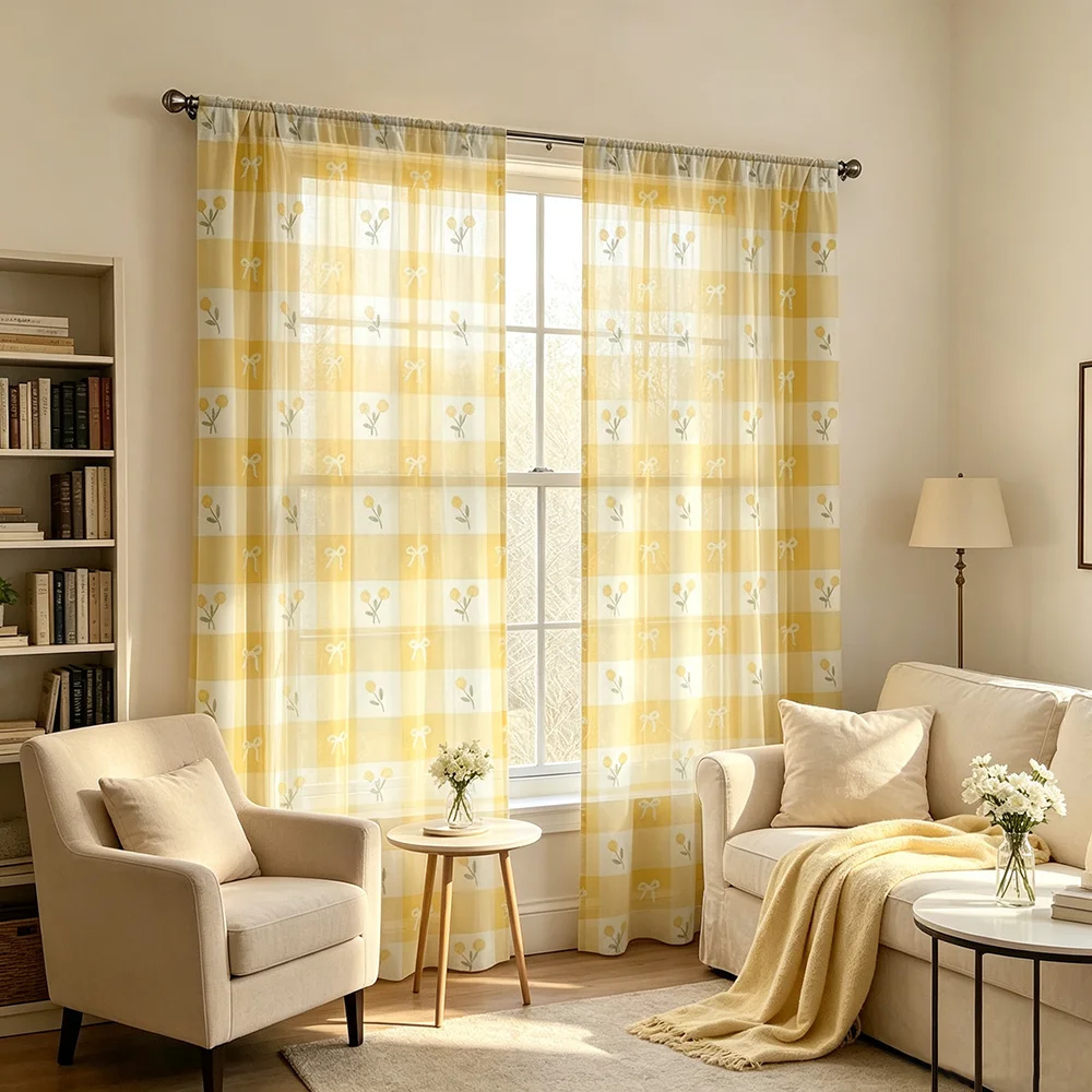 2PCS Digital Print Sheer Curta - огляд і ціна Home Office Rate