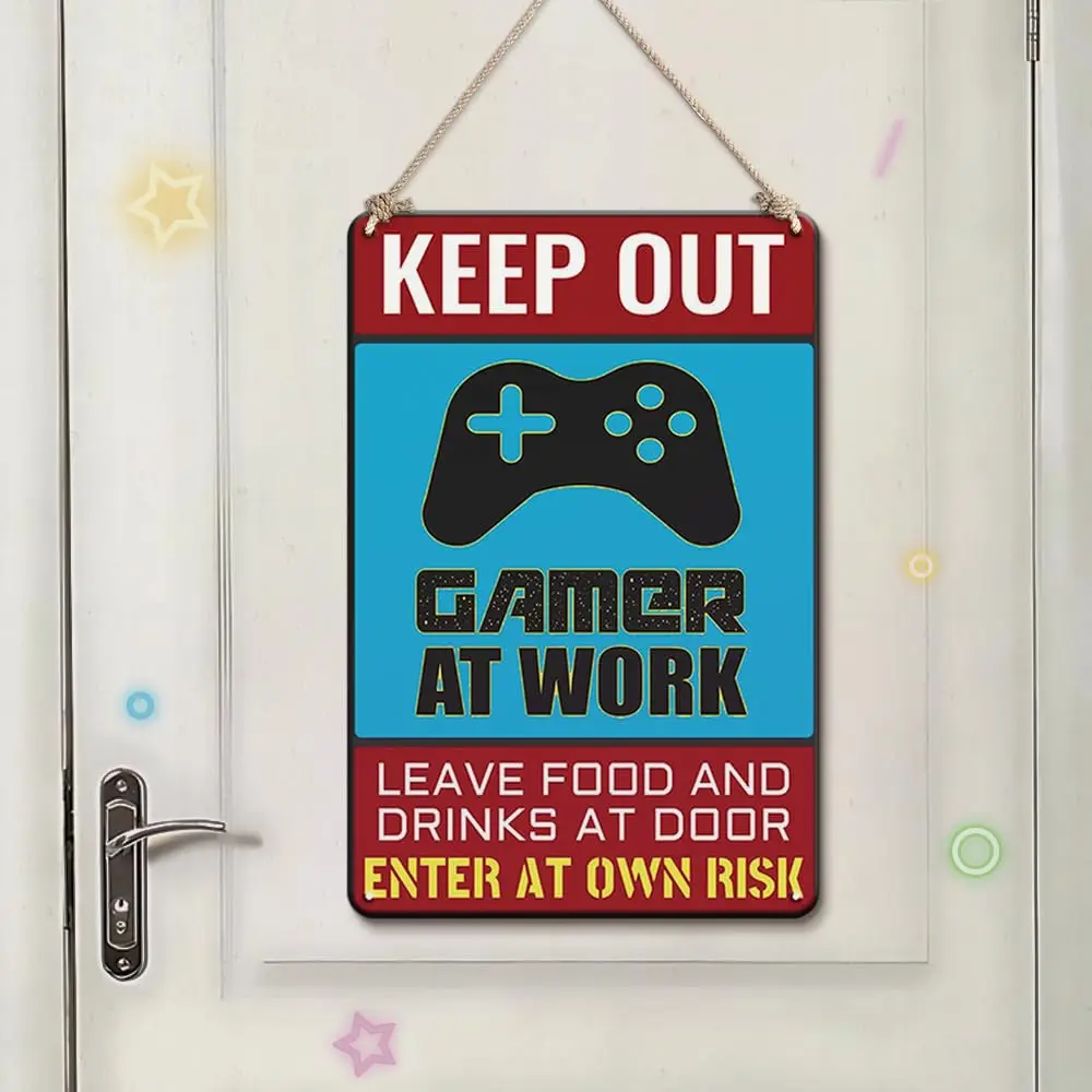 

Game Room Decor Gaming Accessories Game Wall Art Metal Signs, 8x12Inches Gaming Decor Keep Out Gamer at Work, Gaming Stuff Room