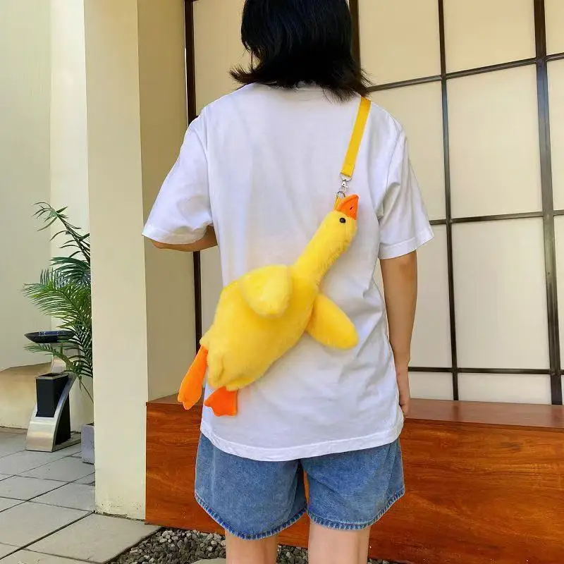 Bolso de Hombro de Peluche de Ganso Adorable, Monedero de Peluche de Pato Amarillo, Juguetes de Peluche Kawaii, Regalo de Cumpleaños, Animales de Peluche, Cisne, Ganso, Muñecos Suaves