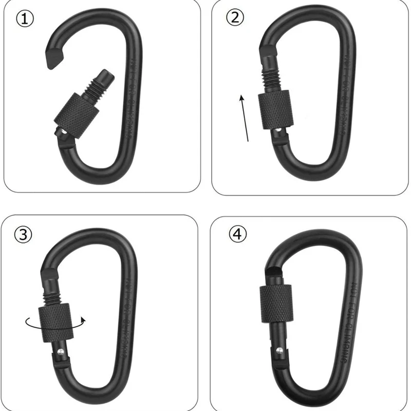 30Pcs Metal Mountaineering Buckle D Ring Spring Buckle Key Chain Hook With 7.62Cm Screw Cap Travel Supplies