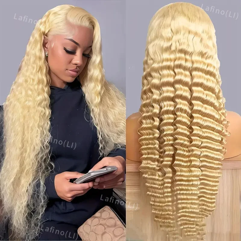 

30 Inch 613 Honey Blonde Color Curly 13x6 Lace Front Human Hair Wigs Deep Wave 13x4 Hd Transparent Lace Frontal Wig For Women