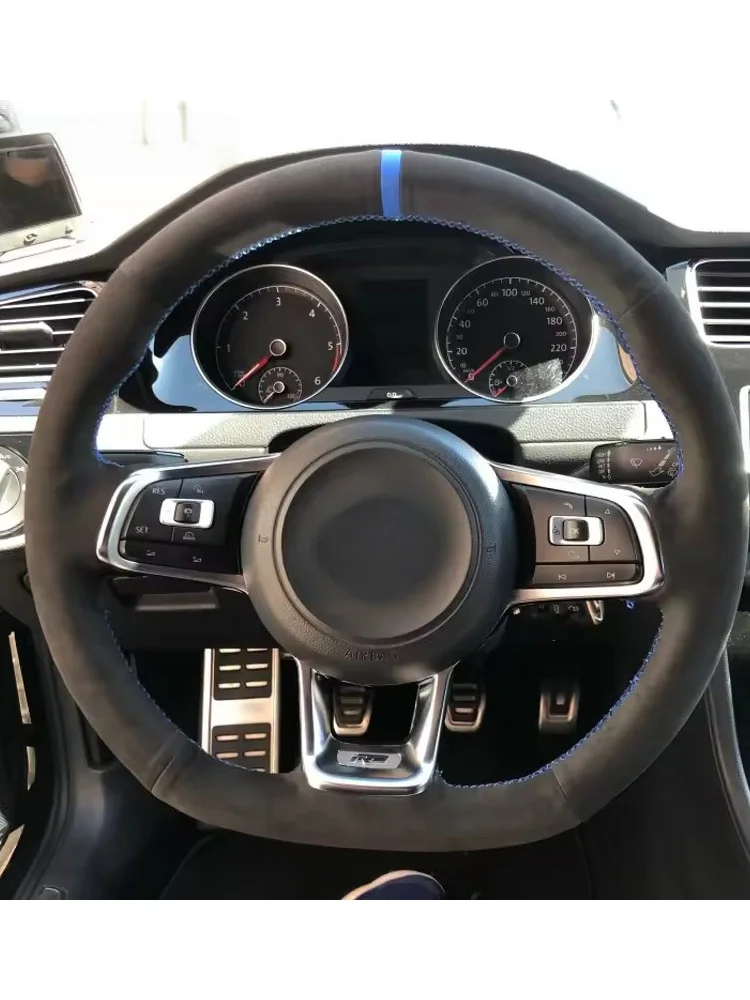 Maßgeschneiderte Wildleder-Lenkradabdeckung für Volkswagen VW Golf 7 GTI Golf R MK7 VW Polo GTI Scirocco 2015 2016