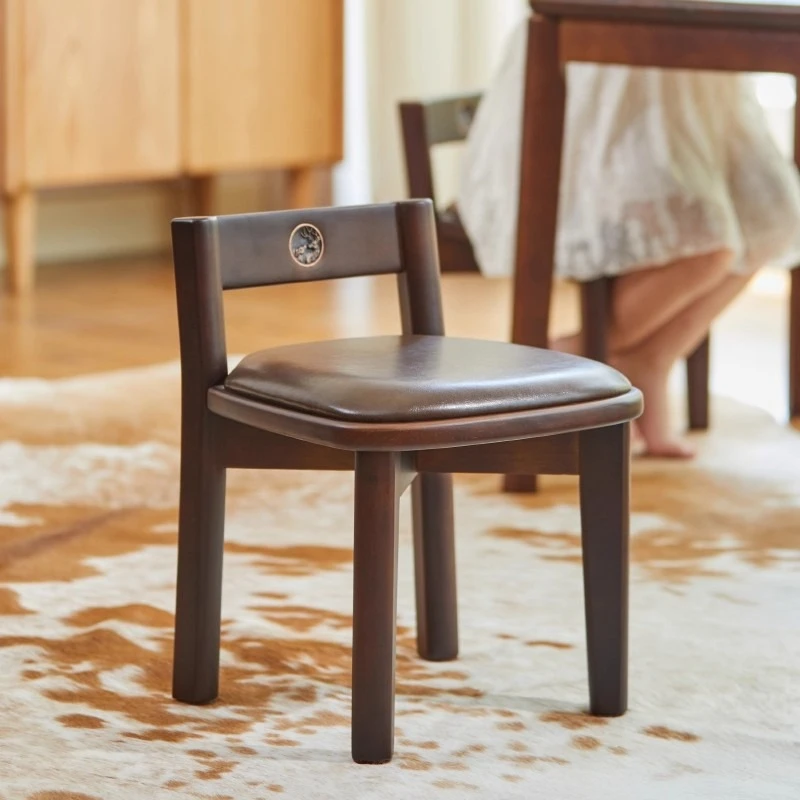 Low stool, solid wood back stool, small chair for household coffee table