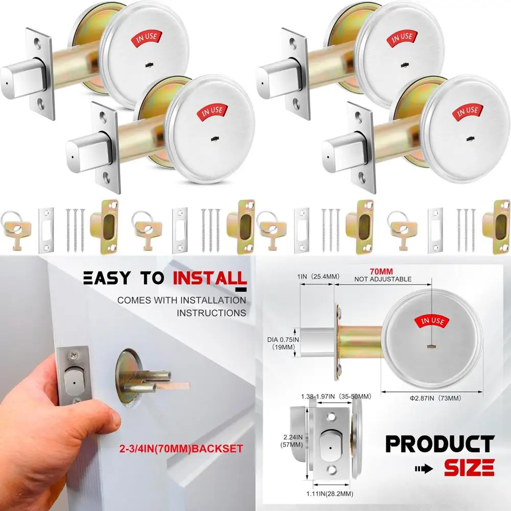 

Двухцилиндровый дверной замок с индикатором присутствия, подходит для дверей толщиной от 1-3/8 до 2 дюймов, нерегулируемый, серебристая отделка.