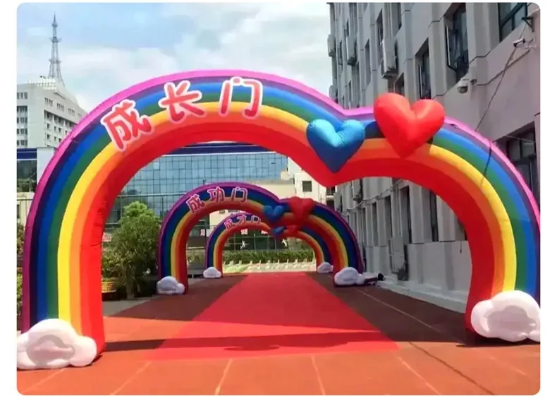 Aufblasbarer Regenbogenbogen für Werbung, Party, Eröffnungszeremonie, Dekoration mit Gebläse für Event-Eingang, Miet- und Werbezwecke – Detail 3