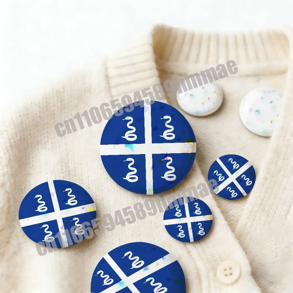 For French MTQ Martinique France Map Flag Emblem Round Pins Insignia Badge Cover Brooch Button Hats