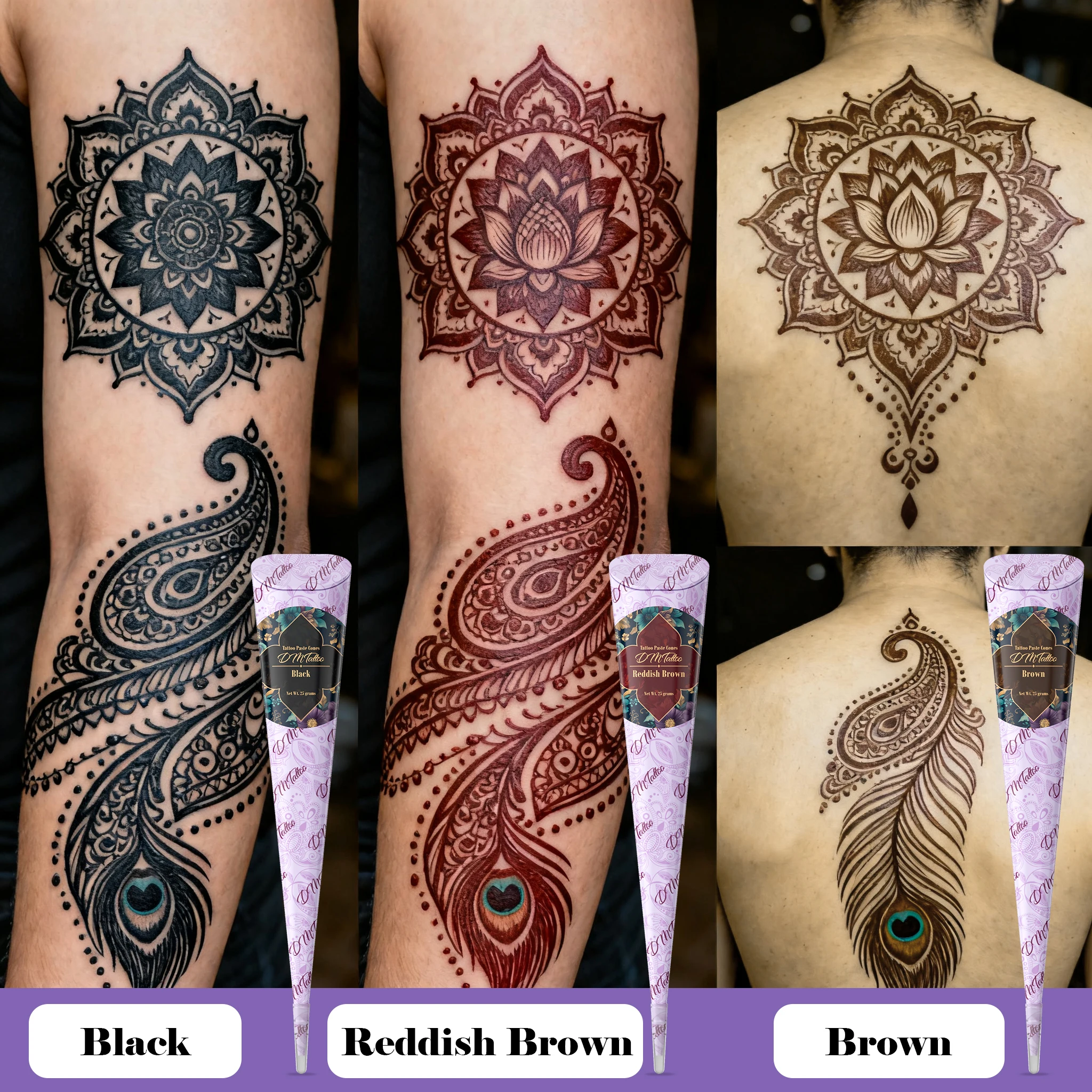 

12/3/1 pcs pure natural organic brown henna cream, brown henna tattoo cream, temporary tattoo, henna tattoo cream semi-permanent
